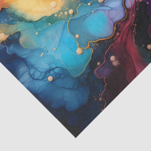 Kleurrijke Alcohol Ink Art Fluid Painting Tissuepapier (Detail)