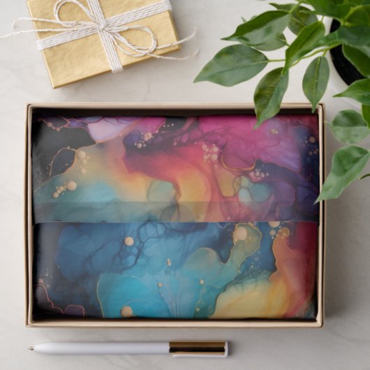 Kleurrijke Alcohol Ink Art Fluid Painting Tissuepapier (Geschenk)