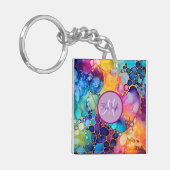 Kleurrijke Alcohol Ink Art Fluid Schilderij Sleutelhanger (Voorkant Links)