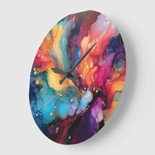 Kleurrijke Alcohol Ink Art Grote Klok (Hoek)