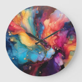 Kleurrijke Alcohol Ink Art Grote Klok (Voorkant)