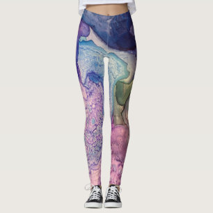 Kleurrijke Alcohol Inkt Vloeibare Abstracte Kunst Leggings