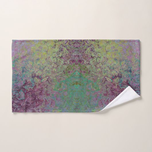 Kleurrijke Alcoholinkt, Groen en Bourgogne Abstrac Bad Handdoek (Handdoek)