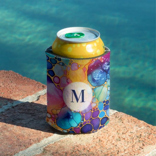 Kleurrijke alcoholinkt moderne waterverven achterg blikjeskoeler (Insitu Zwembad)