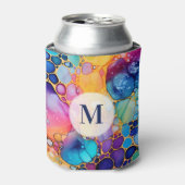 Kleurrijke alcoholinkt moderne waterverven achterg blikjeskoeler (Blikje Voorkant)