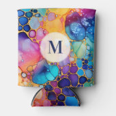 Kleurrijke alcoholinkt moderne waterverven achterg blikjeskoeler (Voorkant)