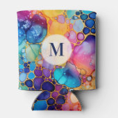 Kleurrijke alcoholinkt moderne waterverven achterg blikjeskoeler (Achterkant)