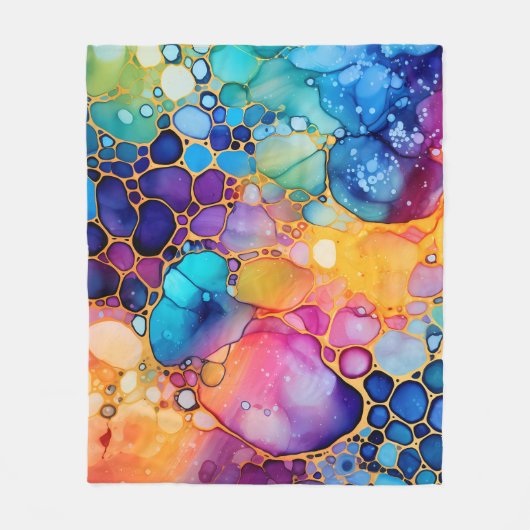Kleurrijke alcoholinkt waterverven achtergrond fleece deken (Voorkant)