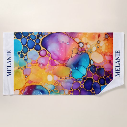 Kleurrijke alcoholinkt waterverven achtergrond strandlaken (Voorkant)