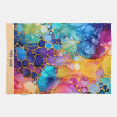 Kleurrijke alcoholinkt waterverven monogram theedoek (Horizontaal)
