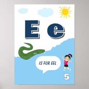 Kleurrijke alfabet-leerposter letter E Poster