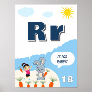 Kleurrijke Alfabet Leerposter Letter R Poster