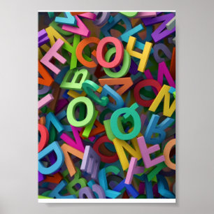 Kleurrijke Alfabet Letters Typografie Speels Leren Poster