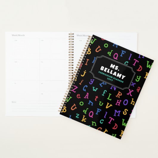Kleurrijke alfabet patroon leraar student planner (Display)