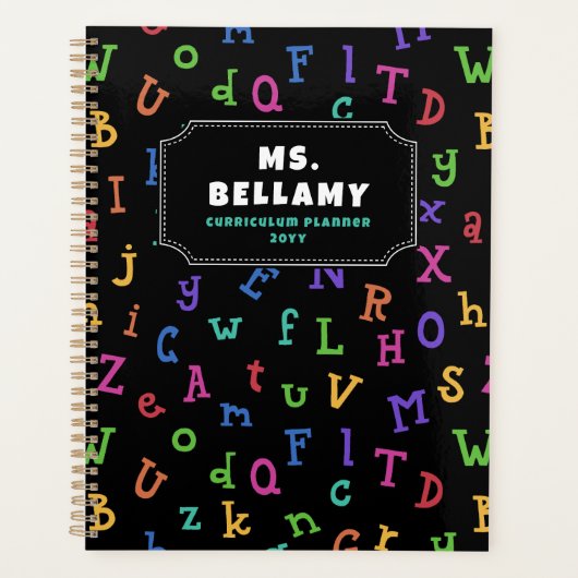 Kleurrijke alfabet patroon leraar student planner (Voorkant)