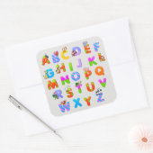 Kleurrijke alfabetische letters vierkante sticker (Envelop)