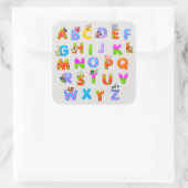 Kleurrijke alfabetische letters vierkante sticker (Tas)