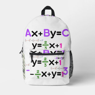 Kleurrijke algebraïsche vergelijkingen en wiskundi bedrukte rugzak