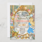 Kleurrijke Alice in Onederland Eerste 1e Verjaarda Kaart (Voorkant)