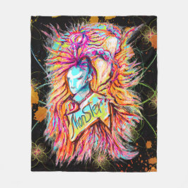 Kleurrijke Alien Monster Art Pen Tekening Fantasy Fleece Deken