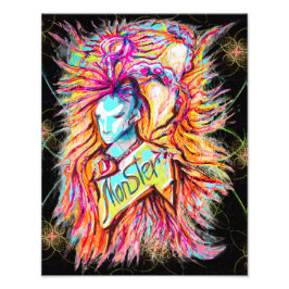 Kleurrijke Alien Monster Art Pen Tekening Fantasy Foto Afdruk