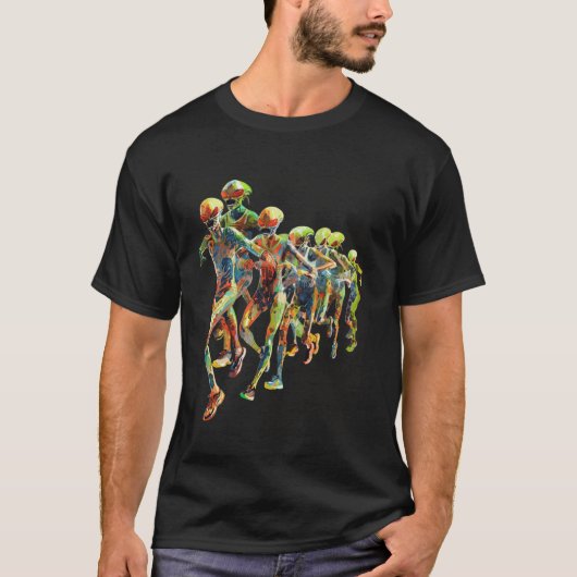 Kleurrijke Alien Runner Sci-Fi kleding T-shirt (Voorkant)