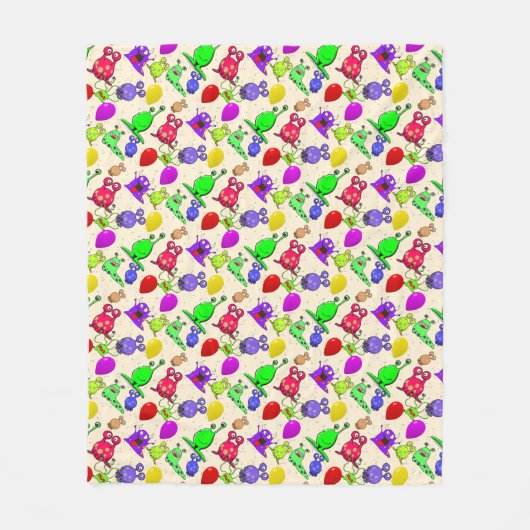 Kleurrijke Aliens Kinder Partij Ballonnen Fleece Deken (Voorkant)