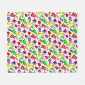 Kleurrijke Aliens Kinder Partij Ballonnen Fleece Deken (Voorkant (Horizontaal))