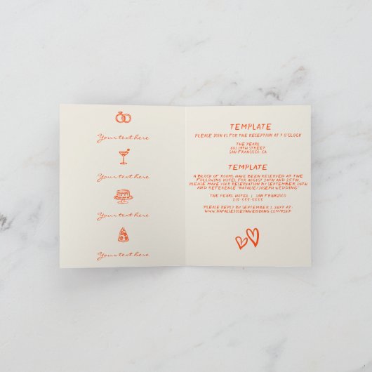 Kleurrijke All in One Wedding Gevouwen Uitnodiging (Binnen)