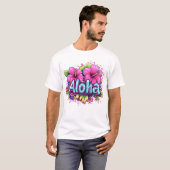 Kleurrijke Aloha Hibiscus T-shirt (Voorkant volledig)
