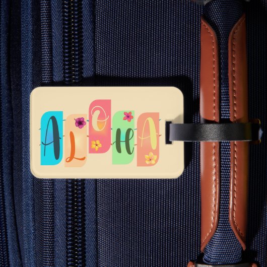 Kleurrijke Aloha Tegels Groet Bagagelabel (Achterkant Insitu 2)