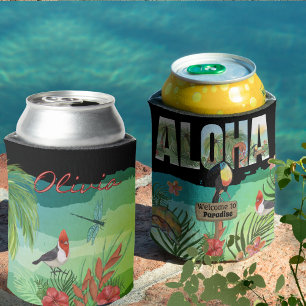 Kleurrijke Aloha Tropische Hawaïaanse Stijl Blikjeskoeler