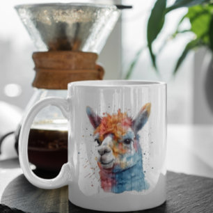Kleurrijke alpaca in waterverf koffiemok