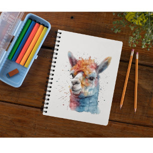 Kleurrijke alpaca in waterverf notitieboek