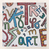 Kleurrijke Alphabets Glazen Onderzetter (Voorkant)