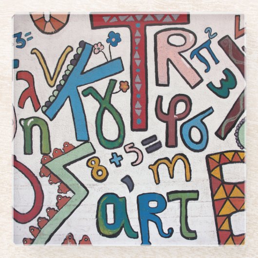 Kleurrijke Alphabets Glazen Onderzetter (Voorkant)