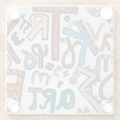 Kleurrijke Alphabets Glazen Onderzetter (Achterkant)
