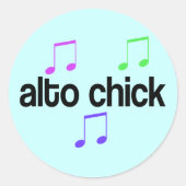 Kleurrijke Alto Chick Ronde Sticker (Voorkant)