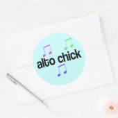 Kleurrijke Alto Chick Ronde Sticker (Envelop)