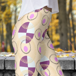Kleurrijke amandel beige nucleus patroon leggings