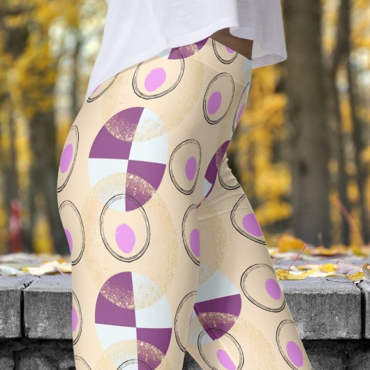 Kleurrijke amandel beige nucleus patroon leggings