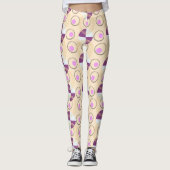 Kleurrijke amandel beige nucleus patroon leggings (Voorkant)