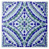 Kleurrijke ambachtsman Blauw Groen Mozaïek-handges Tegeltje (Voorkant)