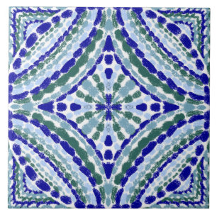 Kleurrijke ambachtsman Blauw Groen Mozaïek-handges Tegeltje