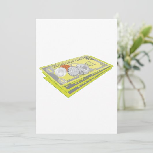 Kleurrijke Amerikaanse geld en munten Kaart (Staand voorkant)