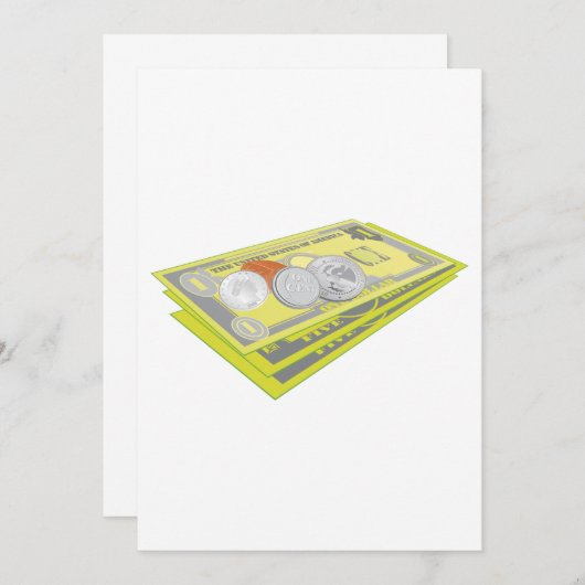 Kleurrijke Amerikaanse geld en munten Kaart (Voorkant / Achterkant)