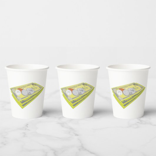 Kleurrijke Amerikaanse geld en munten Papieren Bekers