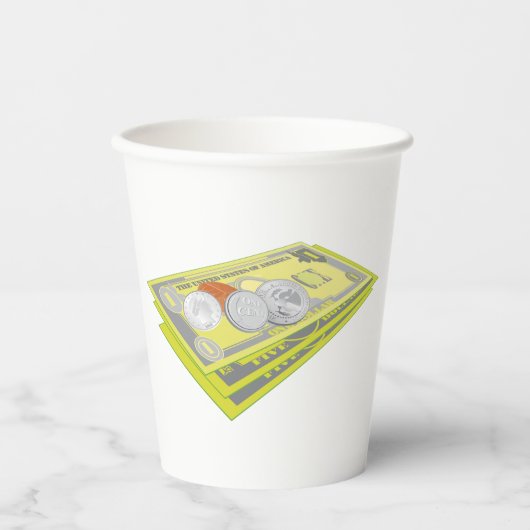 Kleurrijke Amerikaanse geld en munten Papieren Bekers (Voorkant)
