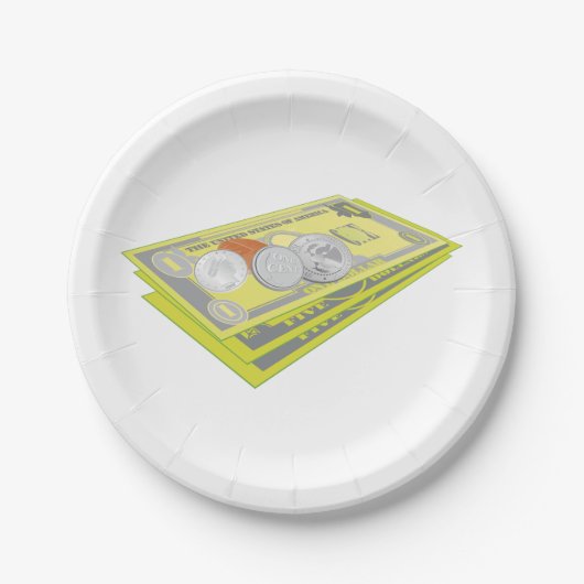Kleurrijke Amerikaanse geld en munten Papieren Bordje (Voorkant)