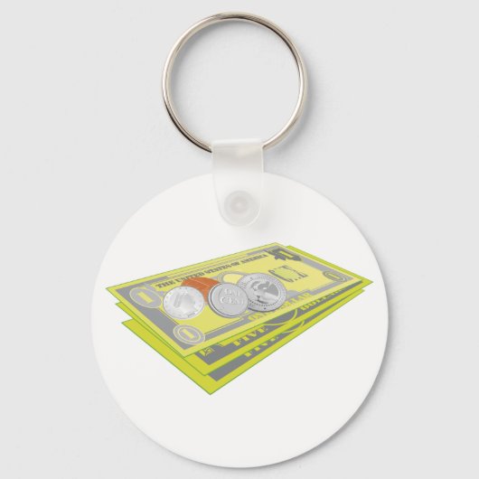 Kleurrijke Amerikaanse geld en munten Sleutelhanger (Voorkant)